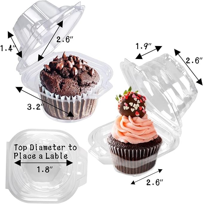 NPLUX 150 Pack Individual Cupcake Containers Plastic Cupcake Boxes Cupcake Holders Stackable Deep Dome Cupcake Carrier