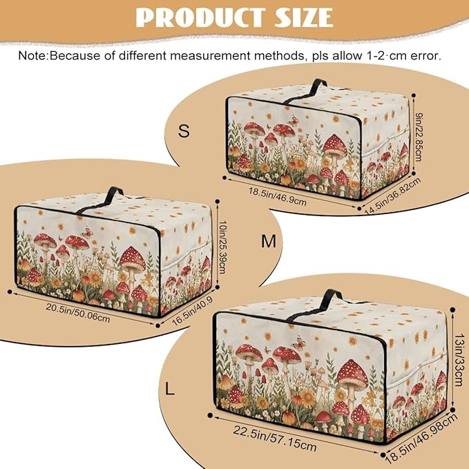 Air Fryer Toaster Oven Cover Fabric Convection Oven Cover with Pockets, Washable Small Appliance Dust Protection for Kitchen Home, L, 18.5 x 22.5 x 13 inches, Mushroom Floral