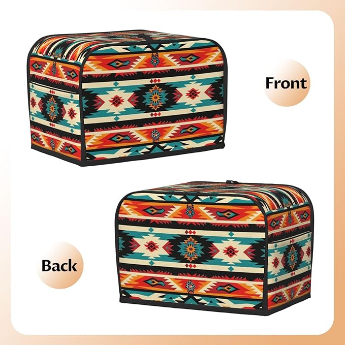 Traditional Mexican Toaster Cover 2 Slice, Cute Rural Bread Machine Cover, Washable Dust-Proof Cover for Kitchen Small Appliance Cover,with Top Handle