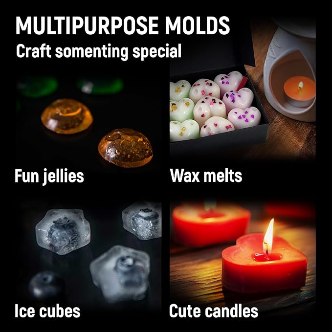 Chocolate Moulds Silicone - Set of 6 - Non-Stick & Food Grade Silicone Chocolate Mould for Jelly Candies, Truffles, Bath Melts & Candles - Free Recipes eBook - Gift-Ready for St.Valentine