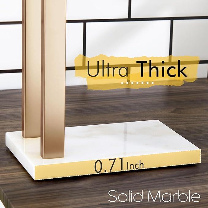 KOKOSIRI Hand Towel Racks Stand Towel Holder 2-Tier with Marble Base for Bathroom Vanity Countertop, Champagne Bronze Stainless Steel 15.7'' Height THS0007-CPG