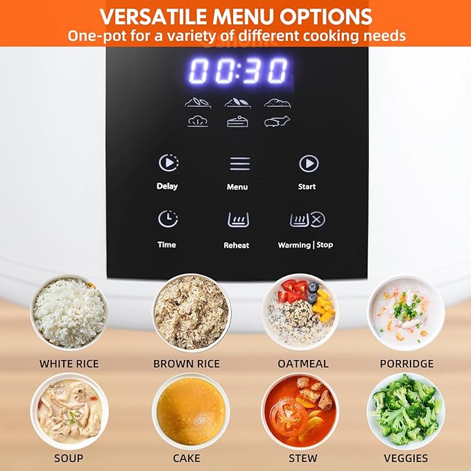 Rice Cooker Small,6-Cup (Uncooked) / 12-Cup (Cooked),6-in-1 Multi Cooker,Electric Smart Rice Cooker,Portable Non-Stick Rice Maker With Steamer Basket,12 Hours Timer Delay & Keep Warm Function