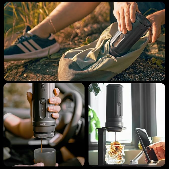 IKAPE Newly KAPO K2 Pro Portable Espresso Machine with Bl uetooth APP Connect & 58mm Bottomless Basket, Electric Coffee Maker 20 Bar Pressure, for Home, Travel, Camping