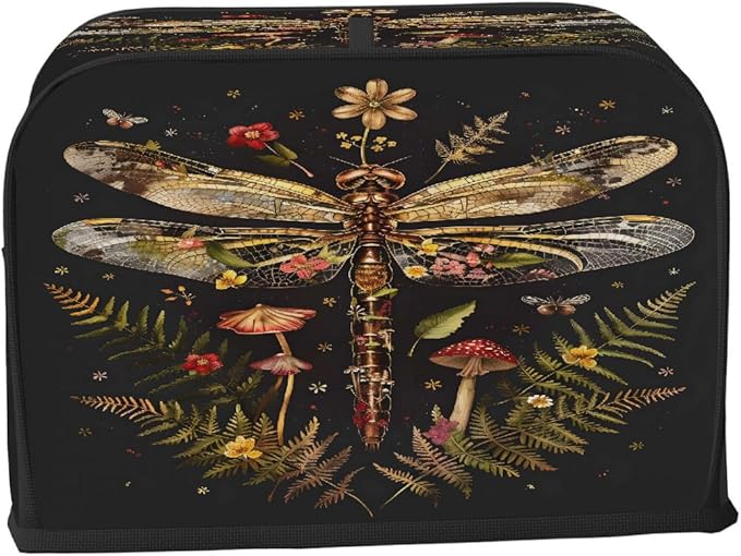 Animal Dragonfly Flower Toaster Cover 2 Slice Dust and Fingerprint Protection Toaster Bread Maker Covers Washable Kitchen Small Appliance Covers for Kitchen Accessories Decor Bakeware Women Gift