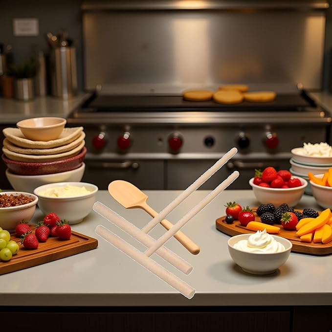 2 Pcs Wooden Crepe Maker Pancake Batter Spreader Stick Kitchen Cooking Utensils Tools for Restaurant Canteen Specially Supplies Practical Treatment Crepe Makers Specialty Appliances
