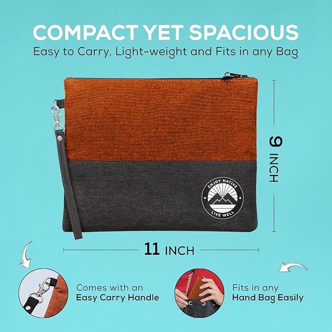 Enjoy Native Smell Proof Bag with Lock 11" x 9", Smell Proof Container, Dog Tested Odor resistant Bags, Best Zipper odor sealing pouch for Herbs, Coffee & Travel Medicine, Scent resistent Containers