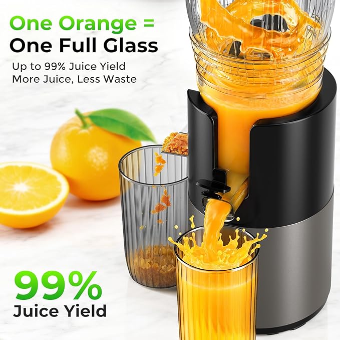 Godspeeds Juicer Machines with 5.8" Large Feed Chute, Slow Masticating Cold Press Juicer for Whole Fruits & Vegetables, Easy to Clean Design, High Juice Yield Home Juicer for Daily Wellness