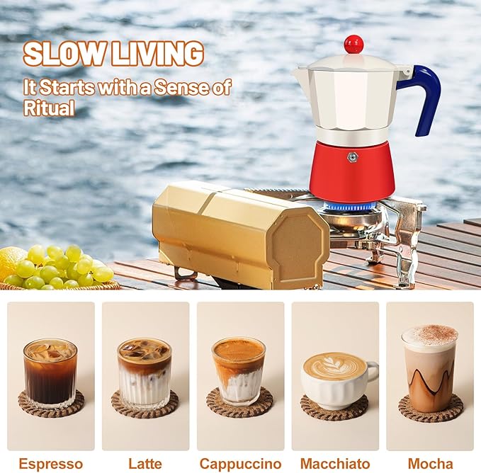 9 Cup Aluminum Espresso Stovetop Moka Pot Express Coffee Maker Percolator Italian Classic Mocha Coffee Machine for Italian and Cuban Cafe Brewing for Home & Camping 450ml 15oz