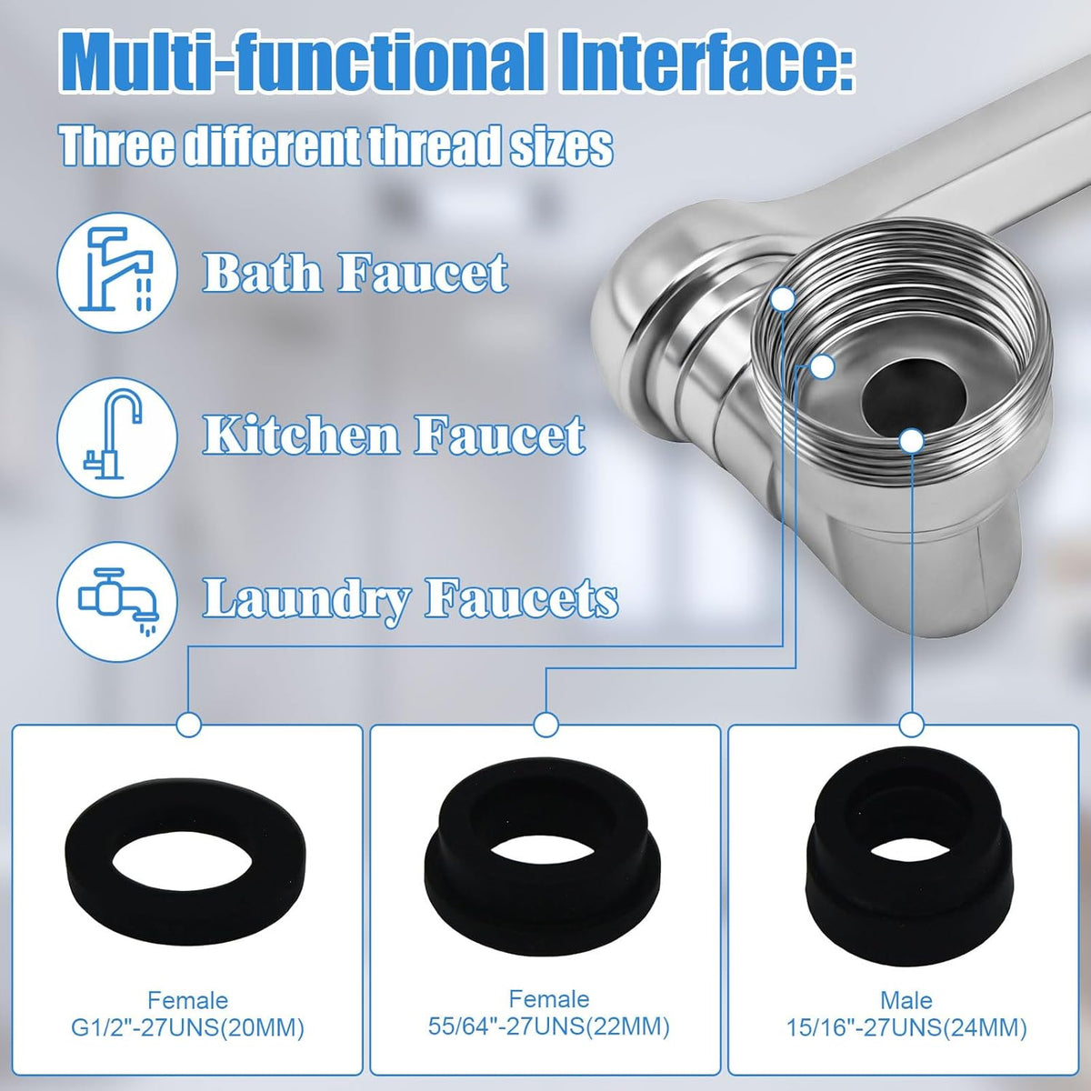 1080° Swivel Faucet Extender, 2 PCS Sink Aerator Attachment with Dual Spray Modes, Rotatable Robotic Arm for Kitchen and Bathroom, Splash Filter Extension for Hand, Face, and Hair Washing