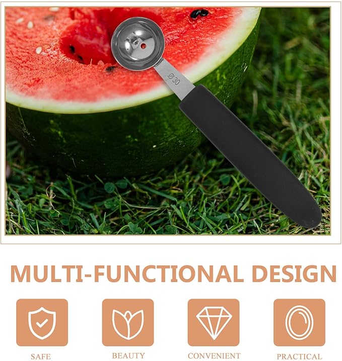 OUNONA 4pcs Stainless Steel Melon Baller Ice Cream Scoop Melon Ball Scoop Watermelon Spoon for Gelato Cantaloupe Ice Cream Watermelon Fruit