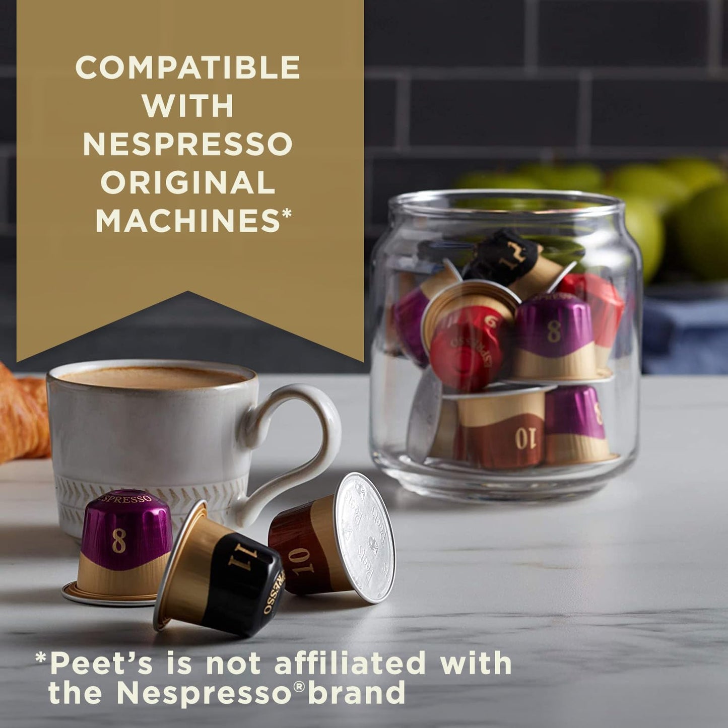 Peet's Coffee, Dark Roast Espresso Capsules, Compatible with Nespresso Original Machines - Major Dickason's Blend, Intensity 11, 100 Count (10 Boxes of 10 Espresso Capsules)