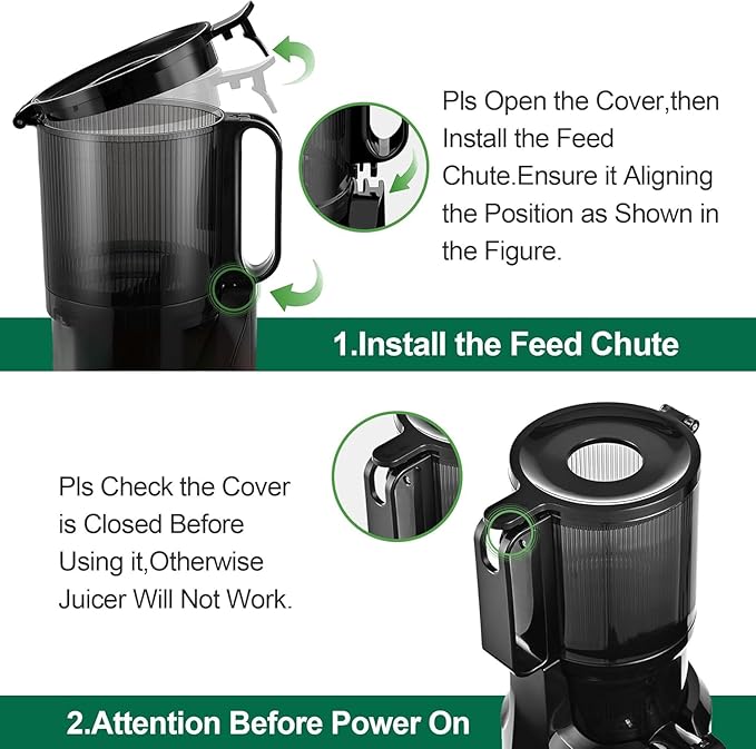 Cold Press Juicer Machines,Fretta Juicer Machines with PCTG Material from the USA,Fit Whole Fruits & Vegetables,Truly BPA-Free,Easy to Clean,Black