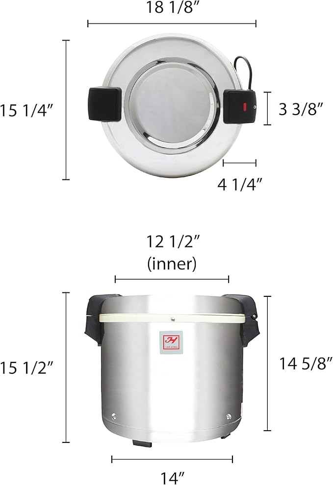 Excellante SEJ22000 Commercial Stainless-Steel 50-Cup Rice Warmer
