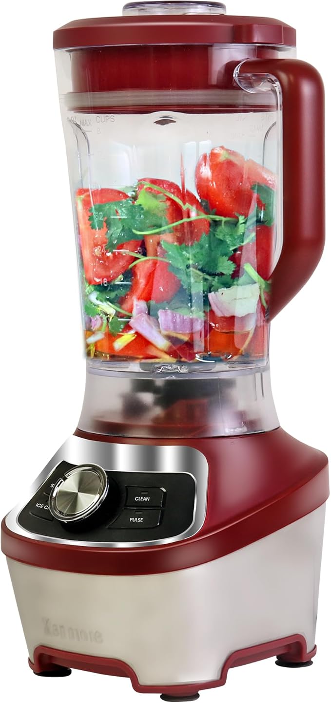 Kenmore Countertop Blender – Electric Mixer for Smoothies, Ice Crush & Pulse Function, Heavy Duty Tritan plastic Pitcher licuadora With 6 Speed, Kitchen Appliance, Dishwasher-Safe Jar, Red