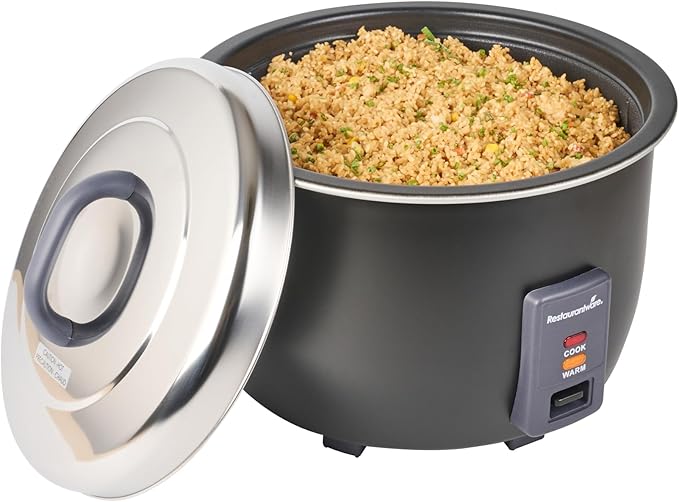 Restaurantware Commercial Rice Cooker 60 Cup Heavy-Duty Steel Industrial Rice Warmer With Nonstick Interior Black Ideal For Catering And Buffet Use