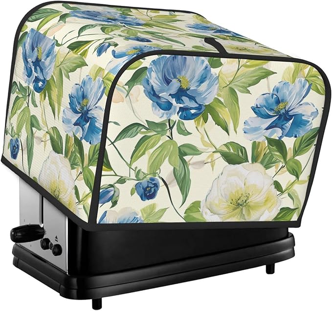 Pastoral Charm Flowers Covers for 4 Slice Toasters,Cute Country Bread Machine Cover with Handle,Washable Stain Resistant Kitchen Small Appliance Cover Dining Decor