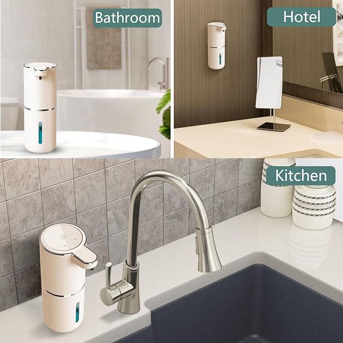 Automatic Soap Dispenser – Touchless Foaming Soap Dispenser 400ml USB Rechargeable Dispenser Electric Wall Mounted 4levels Adjustable Foam Soap Dispenser Pump for Bathroom Kitchen(Gold)