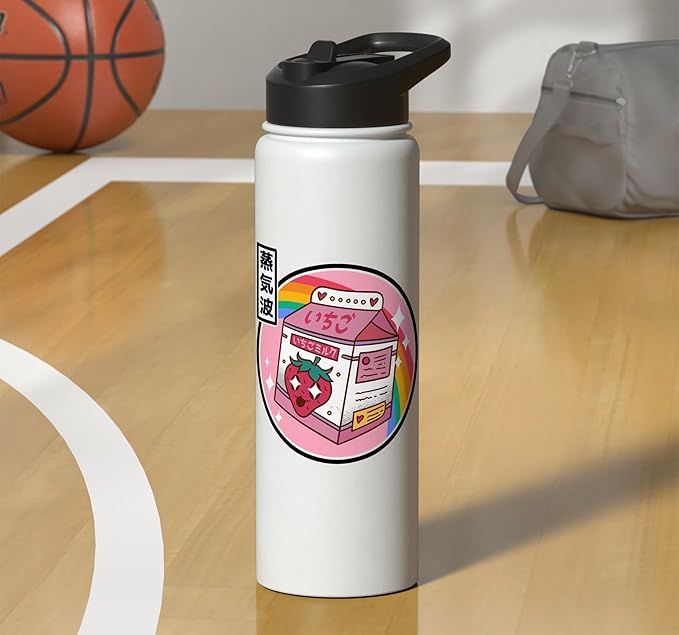 Strawberry Milk Carton Kawaii Rainbow Anime Stainless Steel Insulated Water Bottle