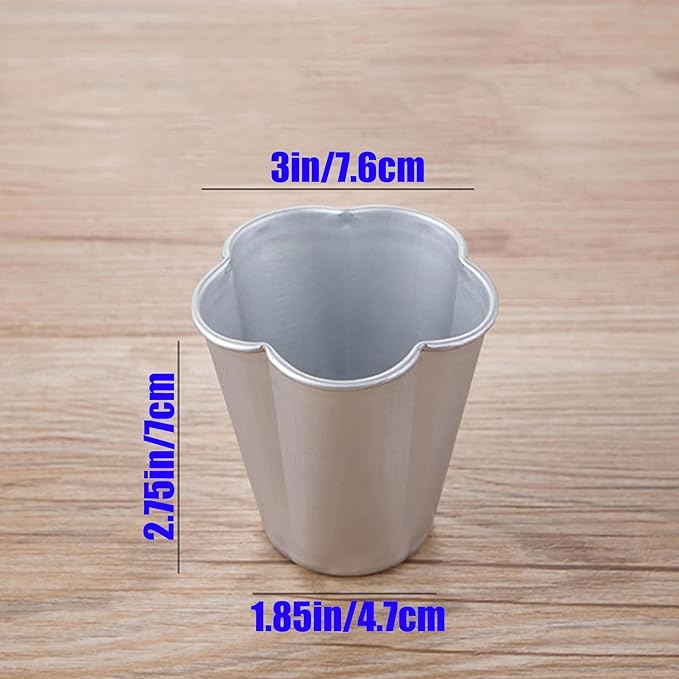 6 Pcs Popover Pan, Aluminium Pudding Tin Cup Baking Maker, Individual Muffin Chocolate Molten Brownie Tumbler Raspberry Souffle Cupcake Pudding Mould - Five-Petaled Flower Shape 3"x 2.8"