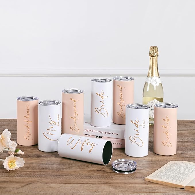 Future Mrs Gifts 2026 Bridal Shower Gifts for Bride Mrs Cup for Wedding Engagement Bachelorette Party Honeymoon Stainless Steel Skinny Tumbler with Lid and Straw 15 OZ