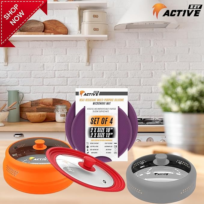 2-Pack Universal Silicone Lids for Pots and Pans - Replacement Pan Covers Fit 7-12 Inch Frying Pans and Pots, Black & Gray