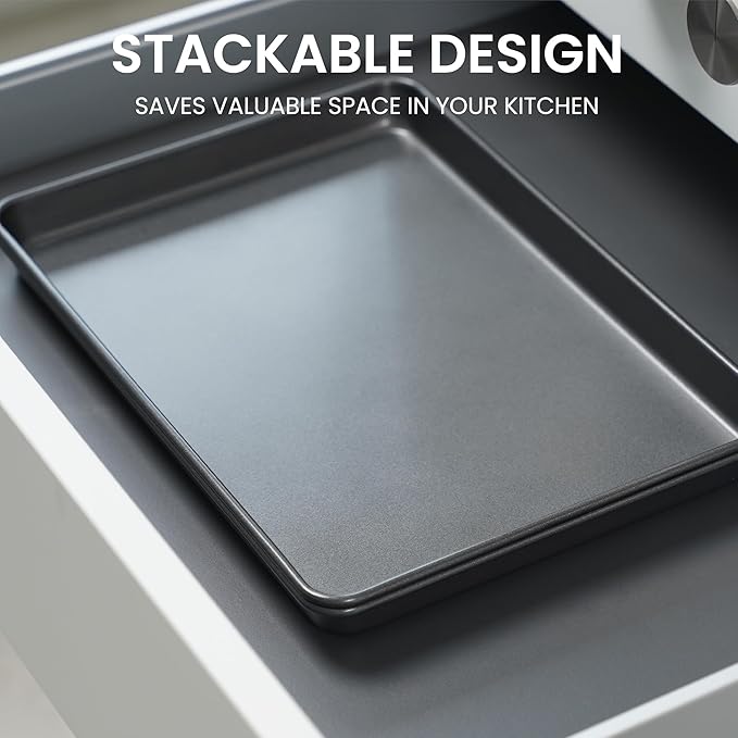 LISI Nonstick Stackable Baking Pans Set, Cookware Sets Baking Tray (13" x 9" (Quarter Sheet))