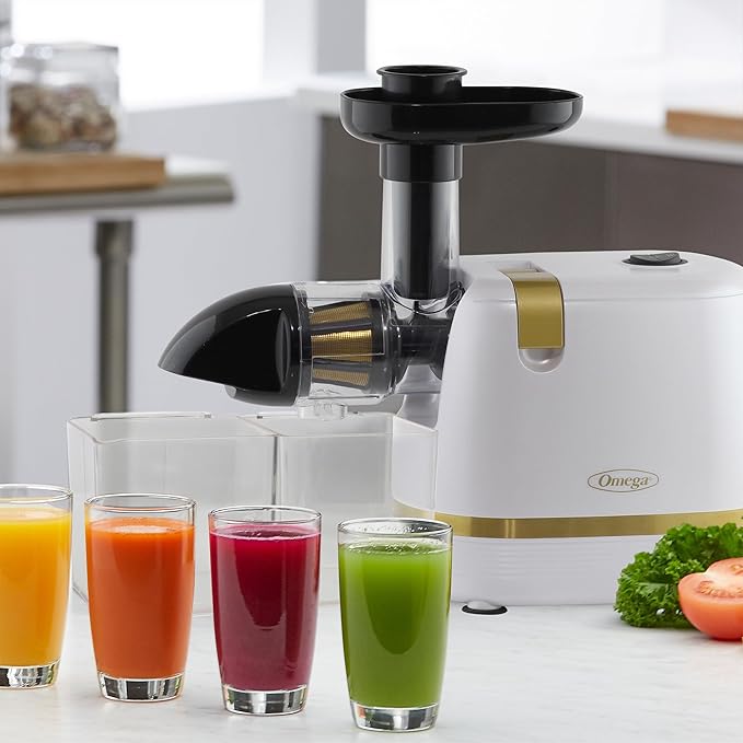 Omega H3000RWH13 Cold Press 365 Juicer Slow Masticating Extractor Creates Delicious Fruit Vegetable and Leafy Green High Juice Yield and Preserves Nutritional Value, 150-Watt, White