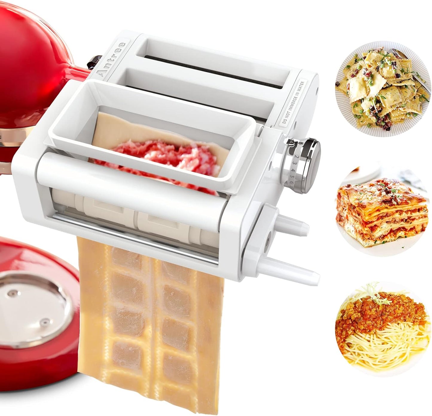 ANTREE 3-IN-1 Pasta Attachment & Ravioli Attachment for KitchenAid Stand Mixers, Pasta Maker Assecories included Pasta Sheet Roller, Spaghetti Cutter and Ravioli Maker Attachment