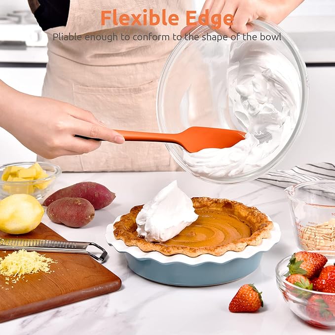 U-Taste 11.38" Silicone Baking Spatula: 480ºF Heat Resistant Food Grade Flexible Rubber Kitchen Bowl Scraper, Seamless Pastry Spreader for Mixing Stirring Scraping in Nonstick Cookware (Orange)