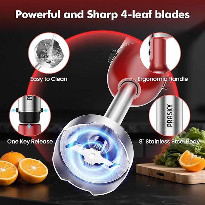 Immersion Blender Handheld 1200W, 20-speeds Immersion Hand Blenders, Hand Mixer with Mining Beaker,Chopper,Whisk, Frother, Stand and Stick Blender Suitable for Kitchen, Protein Shakes and Baby Food