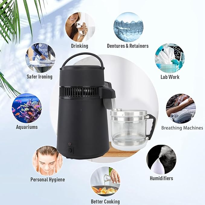 4L Carafe for Countertop Distiller, Water Container for Distiller, Replacement Glass Collection Bottle, Compatible with Most Countertop Water Distiller