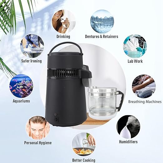 1 Gallon/4L Glass Carafe Jar for Water Distiller, Distiller Water Container, Replacement Distilled Water Collection Bottle, Water Canteen Pot for Home, Beauty, Countertop Distiller
