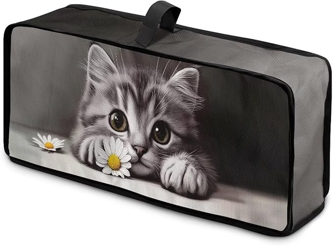 Toaster Cover 2 Slice Grey Cat Slim 2 Slice Toaster Cover Easy to Fold and Carry, Heat-Resistant Dustproof Dust Covers for Toasters Long Slot, Machine Washable