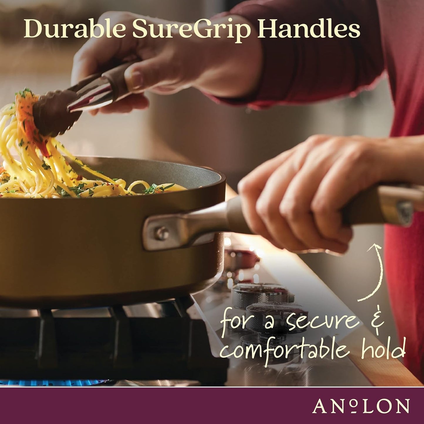 Anolon Advanced Home Hard-Anodized Nonstick Wide Stock Pot/Stockpot (10-Quart, Bronze)