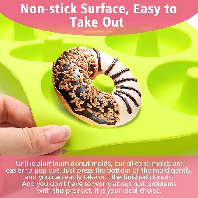 Silicone Donut Pan, Donut Molds for Baking, Donut Maker for 6 Doughnuts, Non-stick Doughnut Pan Muffin Cupcake Bagel Making Tray (Green, Pink, Blue)