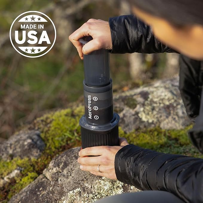 AeroPress Go, Extra Small Portable Coffee Maker Kit, Travel, Hiking & Camping, All-in-One French Press, Pour-Over & Espresso Style Manual Brewer, 2 Min Brew Makes a Less Bitter, More Flavorful Cup