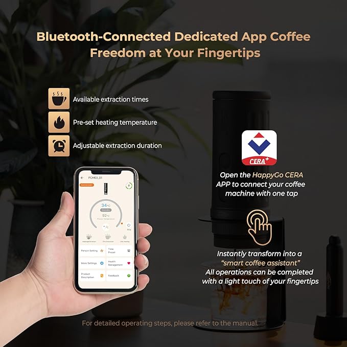 IKAPE Newly KAPO K2 Portable Espresso Machine with Bl uetooth APP Connect & 51mm Bottomless Basket, Electric Coffee Maker 20 Bar Pressure, for Home, Travel, Camping