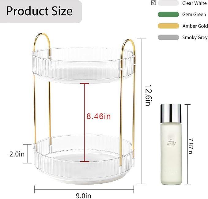 Rotating Makeup Organzier Clear and Corner Bathroom Organizer Countertop Yellow