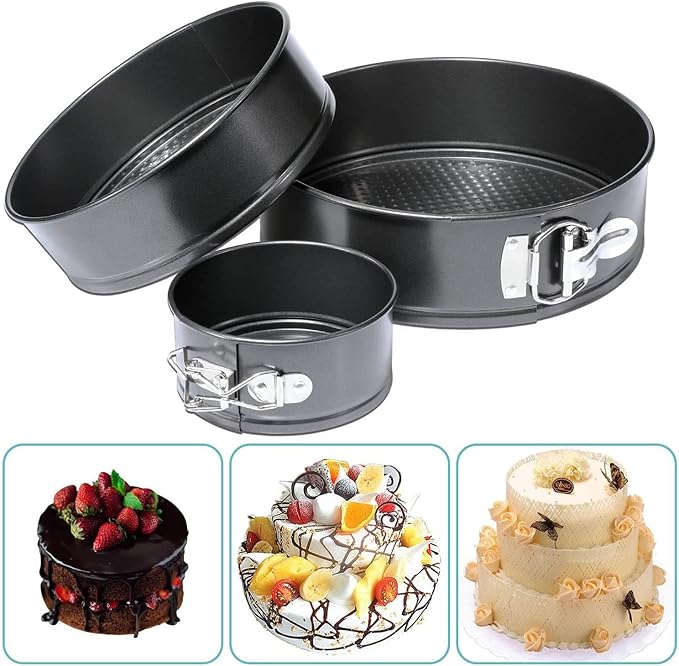 Cake Pan Set, Round Cheesecake Pan, Nonstick Cake Pan with Removable Bottom for Cheesecakes, Yogurt Cakes, Mousse, Coffee Cakes (20/22/24)