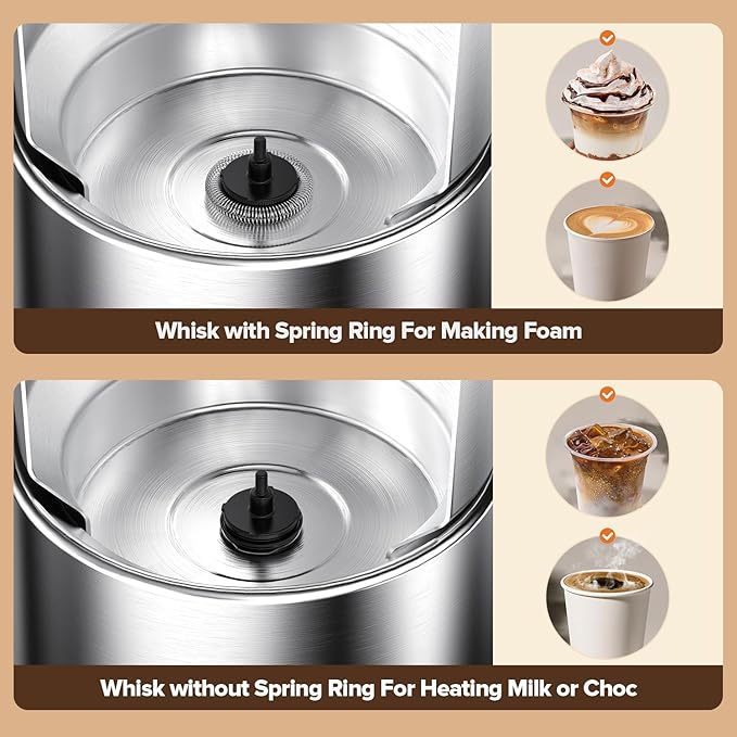 Milk Frother and Steamer, Large Capacity & Detachable Electric Milk Frother, Automatic Warm and Cold Foam Maker, Hot Chocolate Maker, Stainless Steel Jug, 30.44Oz./900ML