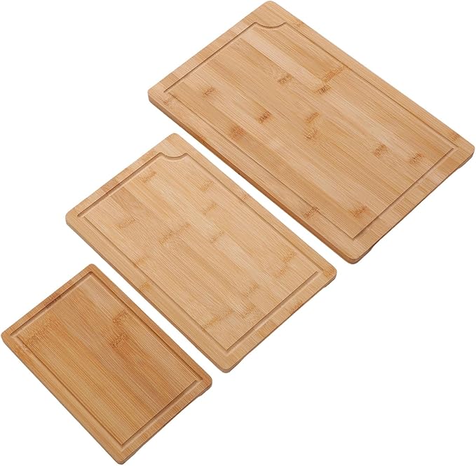 Pssopp Cutting Board Kitchen Sorting Cutting Boards Smooth Charcuterie Butcher Blocks for Serving Meat Fruit Vegetables Cheese Food 3PCS Wood Chopping Boards, Wood Chopping