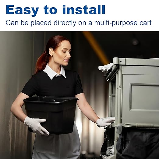 Gisafai 2 Pack 5 Gallon Under Cabinet Trash Can, Heavy Duty Plastic Hanging Garbage Bin, 17 x 12 x 8 Inch Black Waste Basket for Service Cart, Utility Cart, Kitchen Cleaning Multi Functional Trolley
