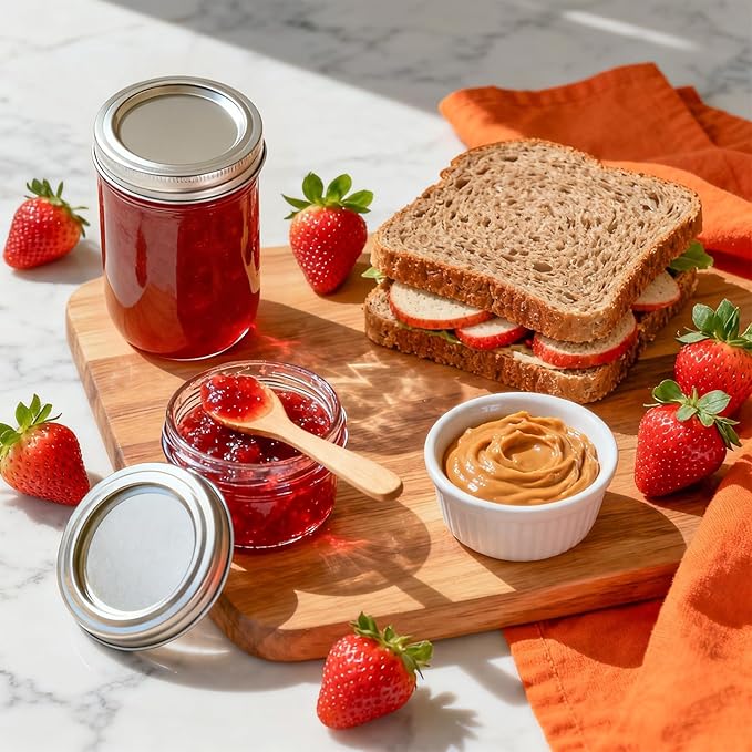 ComSaf Small Mason Jars 8 oz 24Pcs Bulk Set, Half Pint Regular Mouth Mason Jar with Lids and Seal Bands, Glass Canning Jars for Jam, Jelly, Spice, Meal Prep, Shower Wedding Favors, DIY Candles Decor