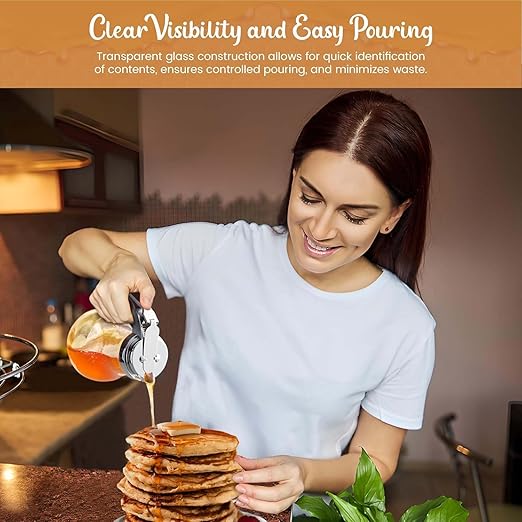 OCS Parts Syrup Dispenser with Lid and Dispensing Thumb Lever | Commercial Grade Liquid Dispensers for Home and Commercial Kitchens (12, 14 OZ)