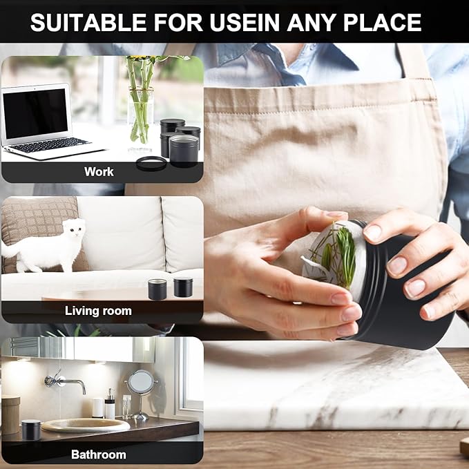 OBKJJ Black Candle Jars 10 oz Matte Tins 24 PCS Metal Candle Containers with Lids Bulk Candle Containers for Balms, Salve, Spices, Beard Balm, Crafts with 4 Markers 6 Sheets Label Stickers (Pack of 2)