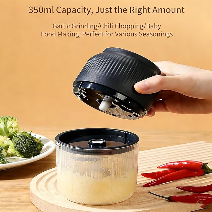 Electric Garlic Chopper, Mini Portable Veggie Cutter, Garlic Grinder Masher Onion Chopper, Quick & Compact, for Ginger, Chili, Fruit, Meat (Blue)