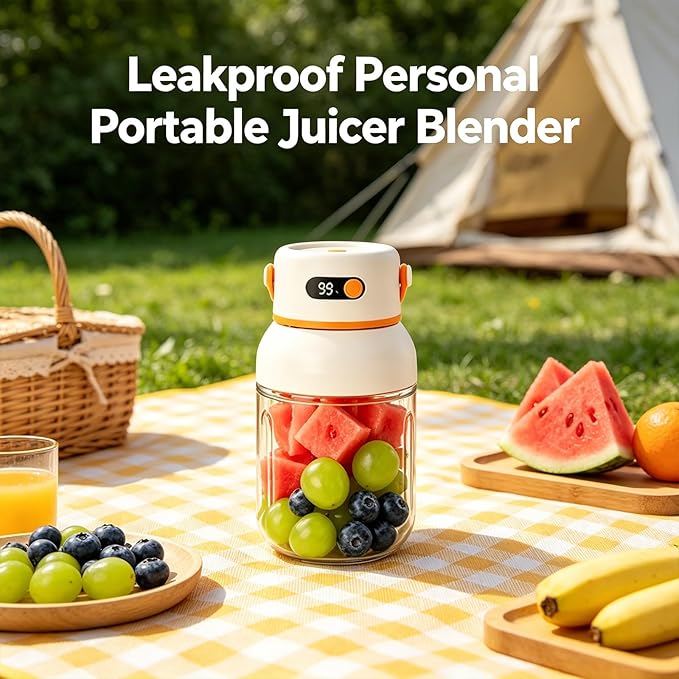 Portable Electric Juicer Cup with Zero Cord Hassle, USB-C Rechargeable Personal Blender, Leakproof Personal Portable Juicer Blender for Gym, Office, Travel and Outdoors (1000ml)