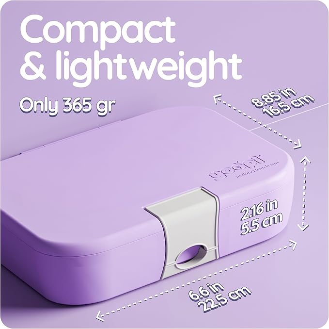 YOOPI Lunch Boxes for Kids–Toddler Bento Box with 4 Leakproof Compartment Food Bentobox Container,Lunch Box for School with Lunchbox Containers, Lightweight Sandwich Box & Snack Box (Lilac)