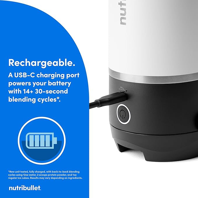 nutribullet Flip Portable Blender with Insulated Cup, White, NBPB50350AW