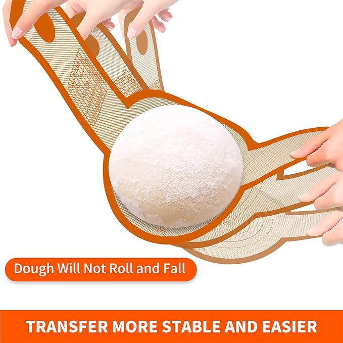 PLAPITATE Silicone Bread Sling for Dutch Oven Liner, Non Stick 2 PCS, Easy Clean Reusable Silicone Baking Mat with Long Handles, Easy to Transfer Sourdough Bread, Orange